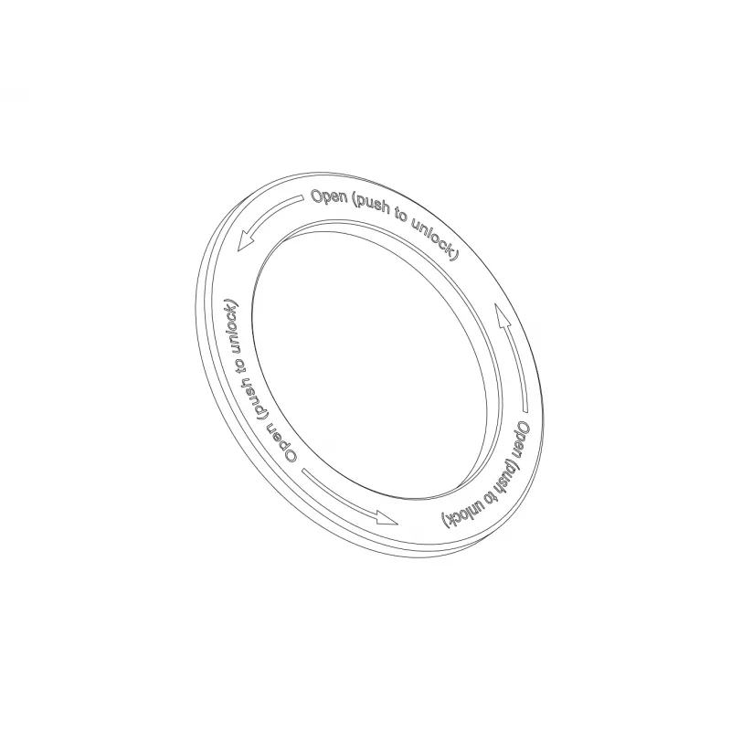 Counterlung bayonet connection, clamping plate, left arrow + unlock