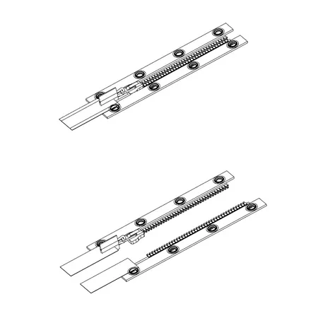 Back mounted counterlung zippers (long) - pair