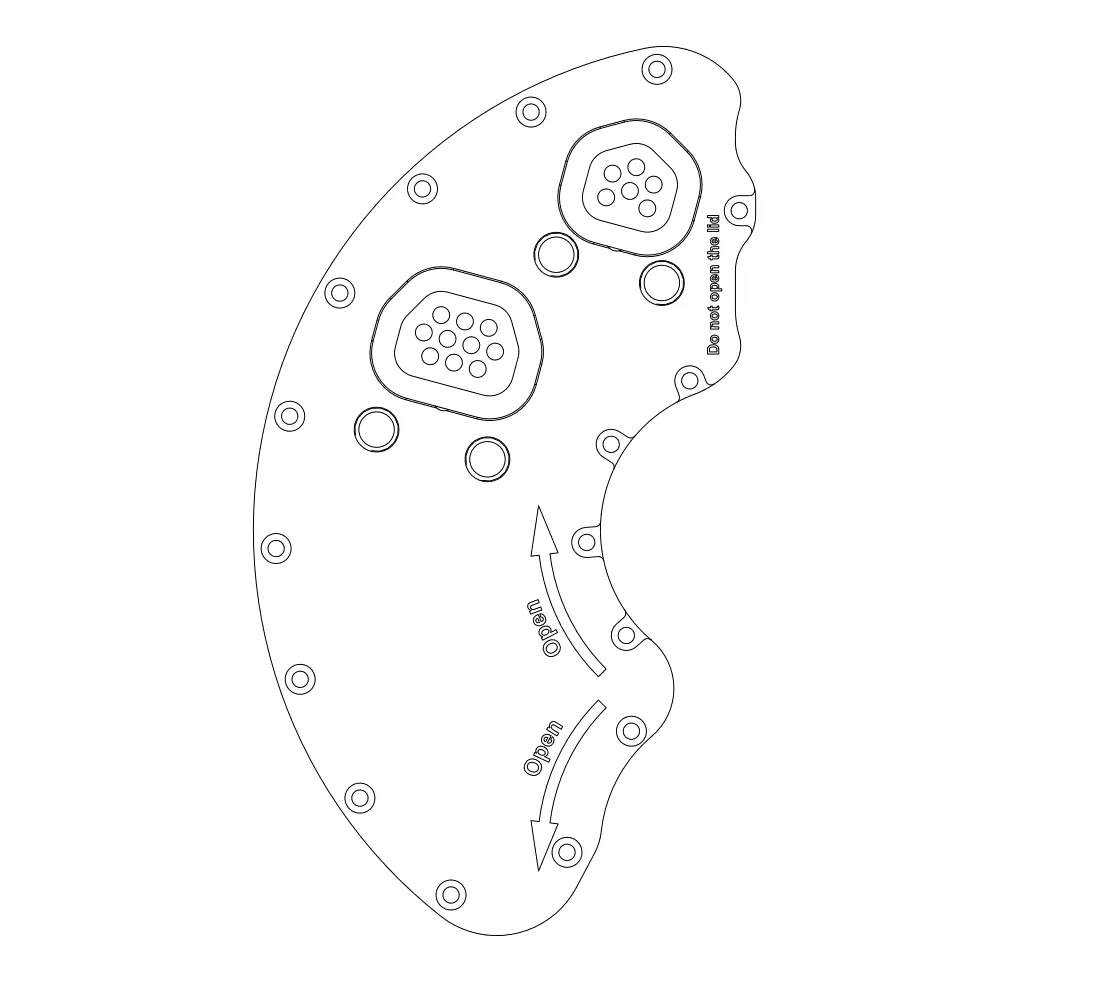 Right electronics cover + cable and connector